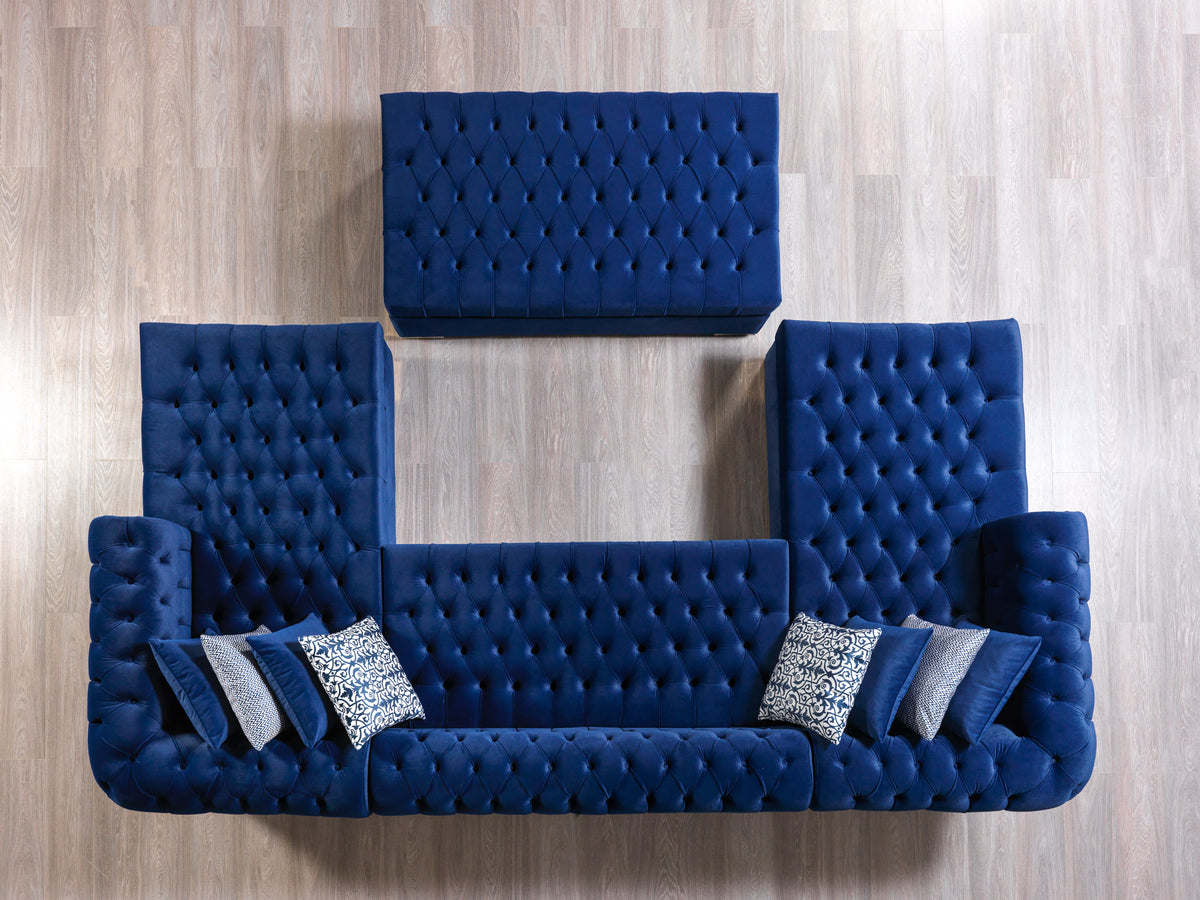 Lauren 136-Inch Velvet Double Chaise Sectional