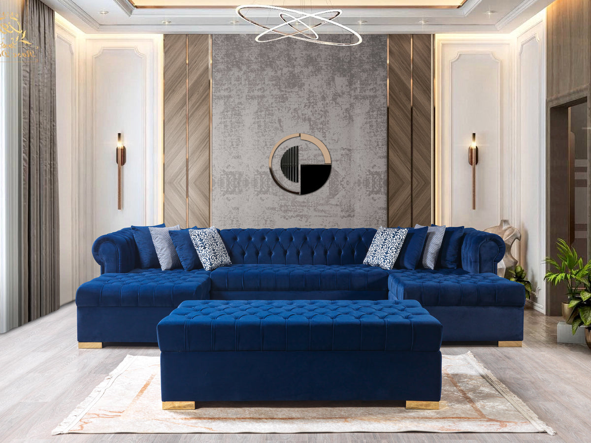 Lauren 136-Inch Velvet Double Chaise Sectional