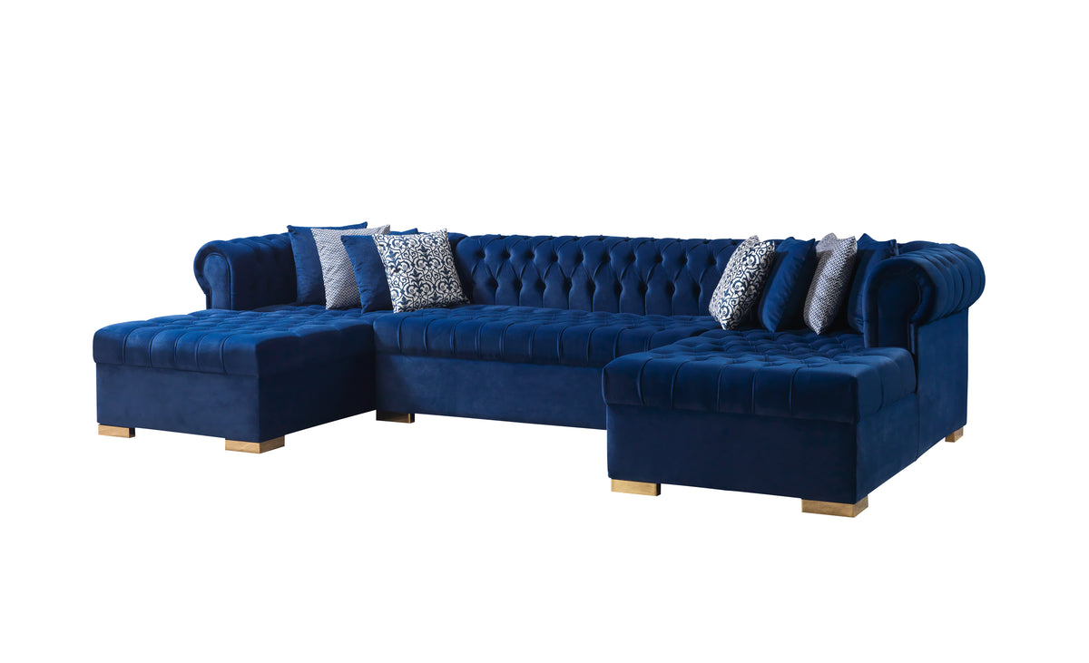 Lauren 136-Inch Velvet Double Chaise Sectional