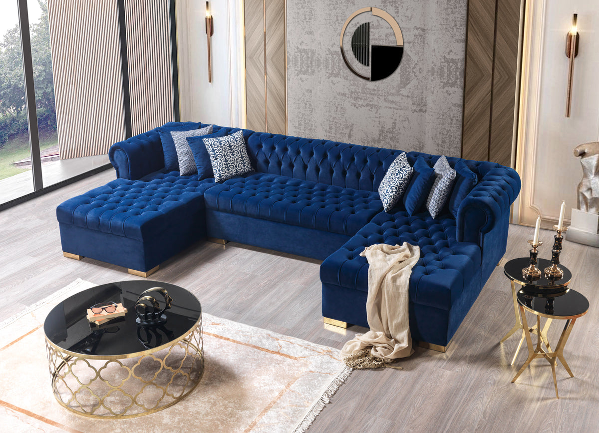 Lauren 136-Inch Velvet Double Chaise Sectional
