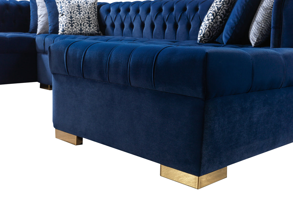 Lauren 136-Inch Velvet Double Chaise Sectional