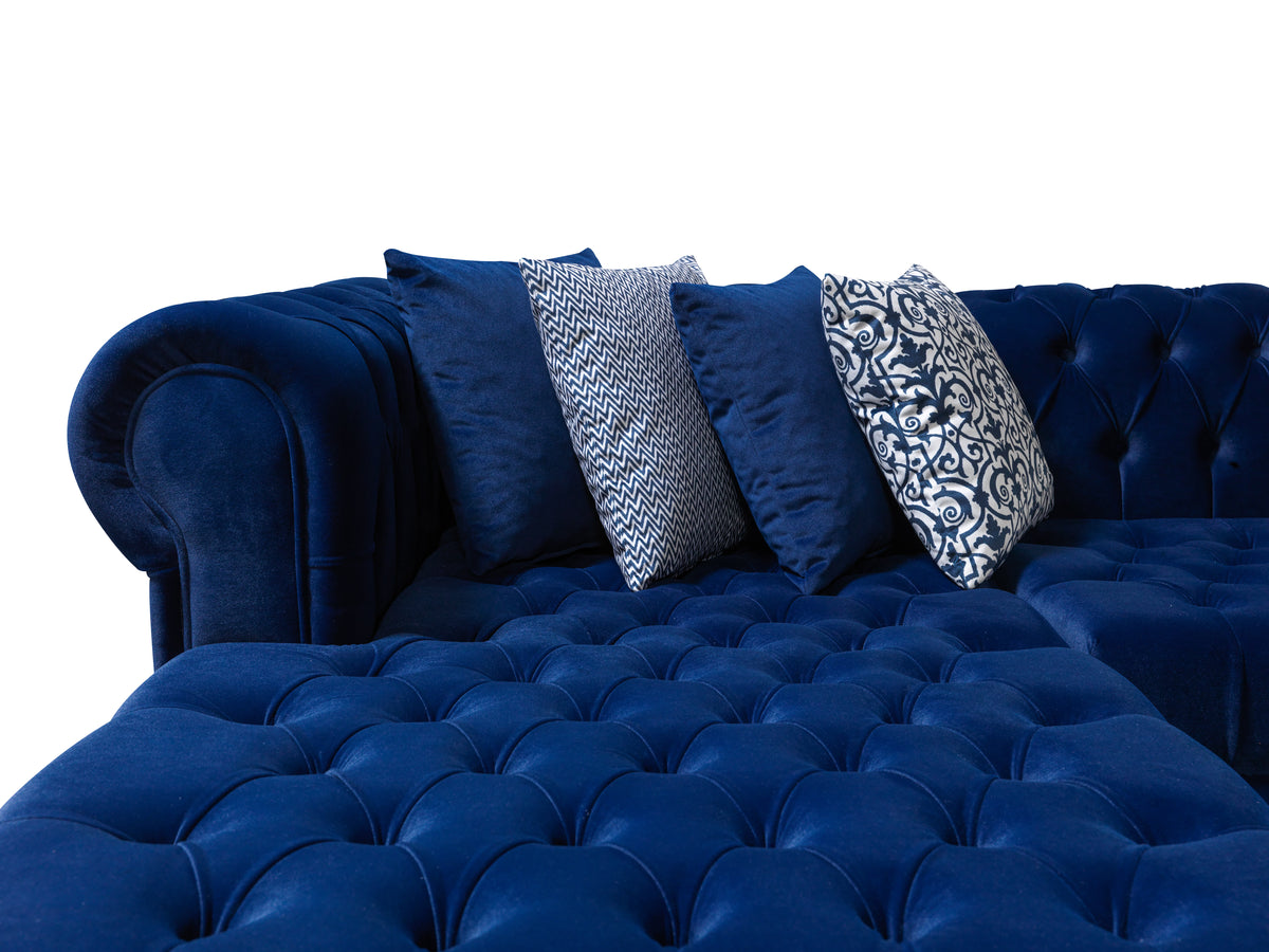 Lauren 136-Inch Velvet Double Chaise Sectional