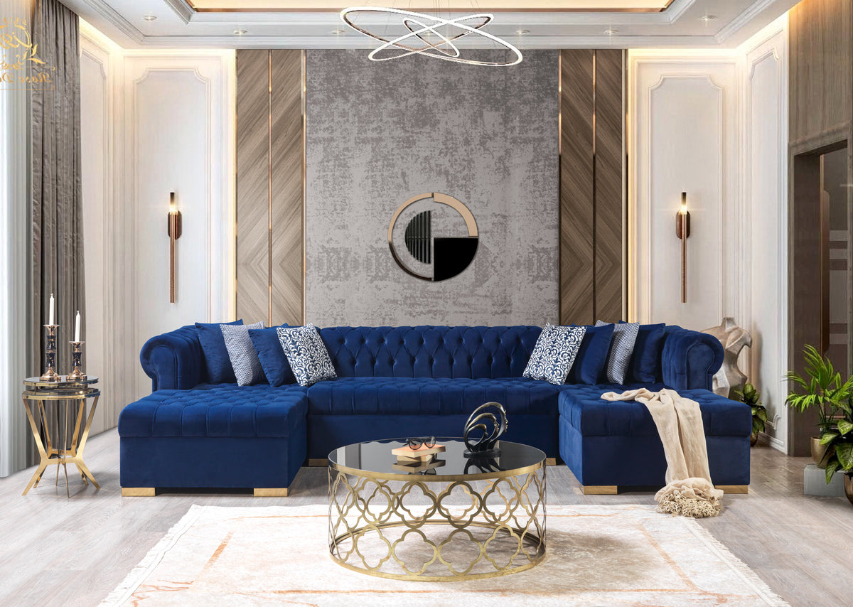 Lauren 136-Inch Velvet Double Chaise Sectional