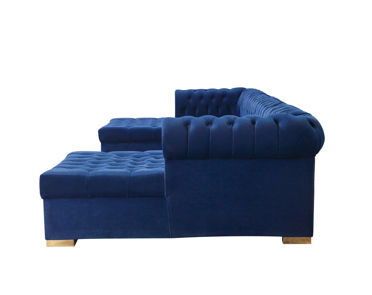 Lauren 136-Inch Velvet Double Chaise Sectional