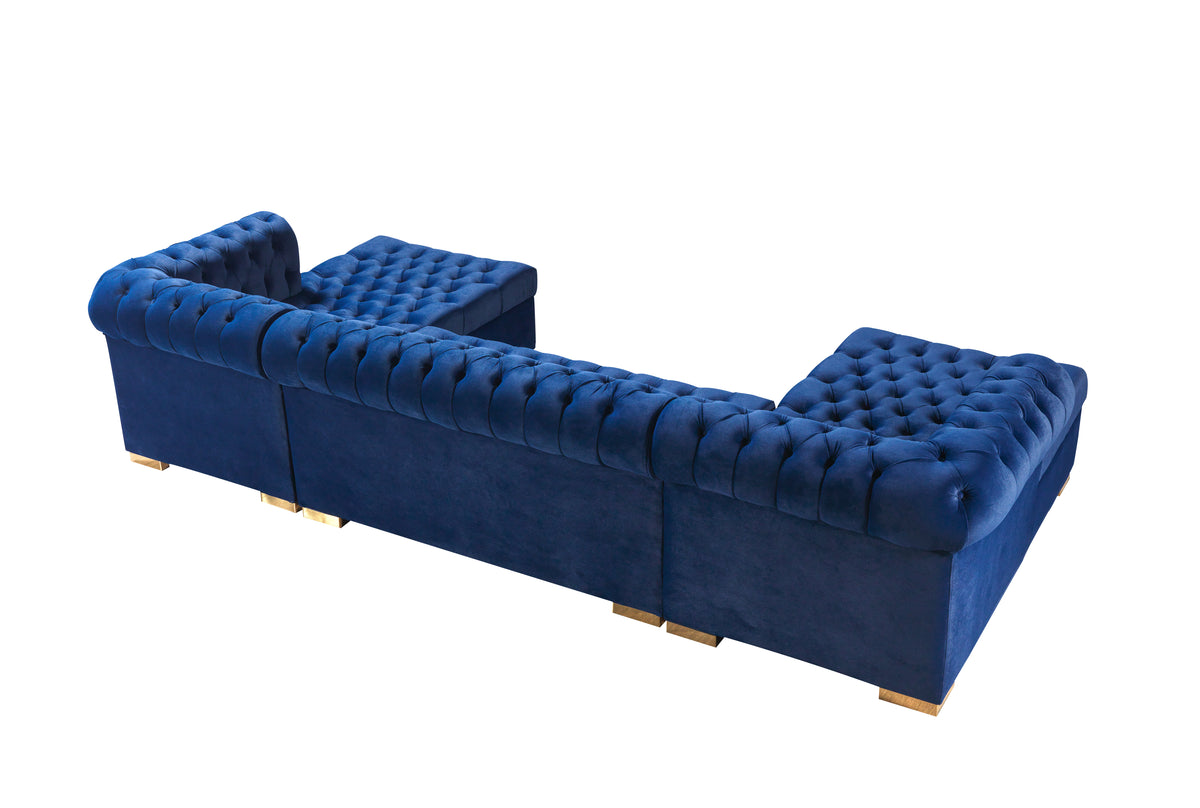 Lauren 136-Inch Velvet Double Chaise Sectional