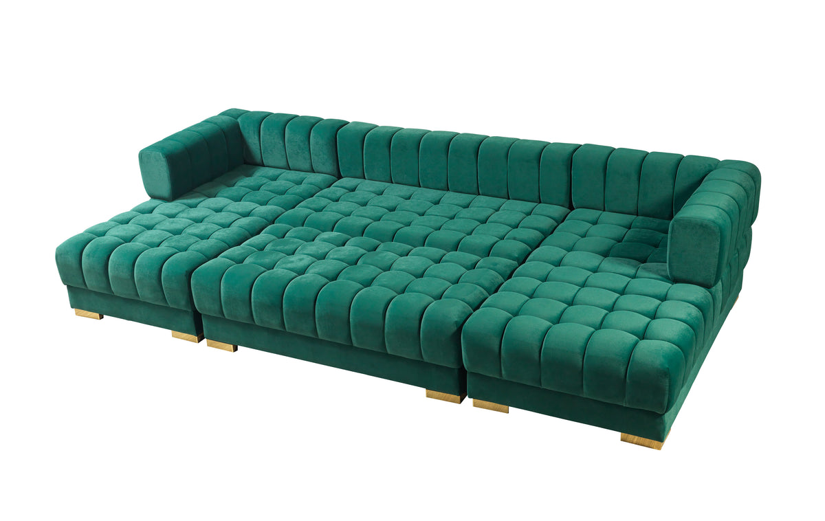 Ariana 138-Inch Velvet Double Chaise Sectional