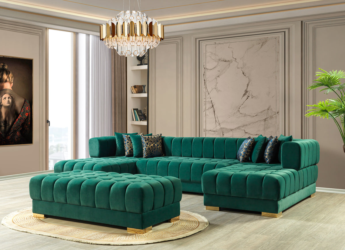 Ariana 138-Inch Velvet Double Chaise Sectional