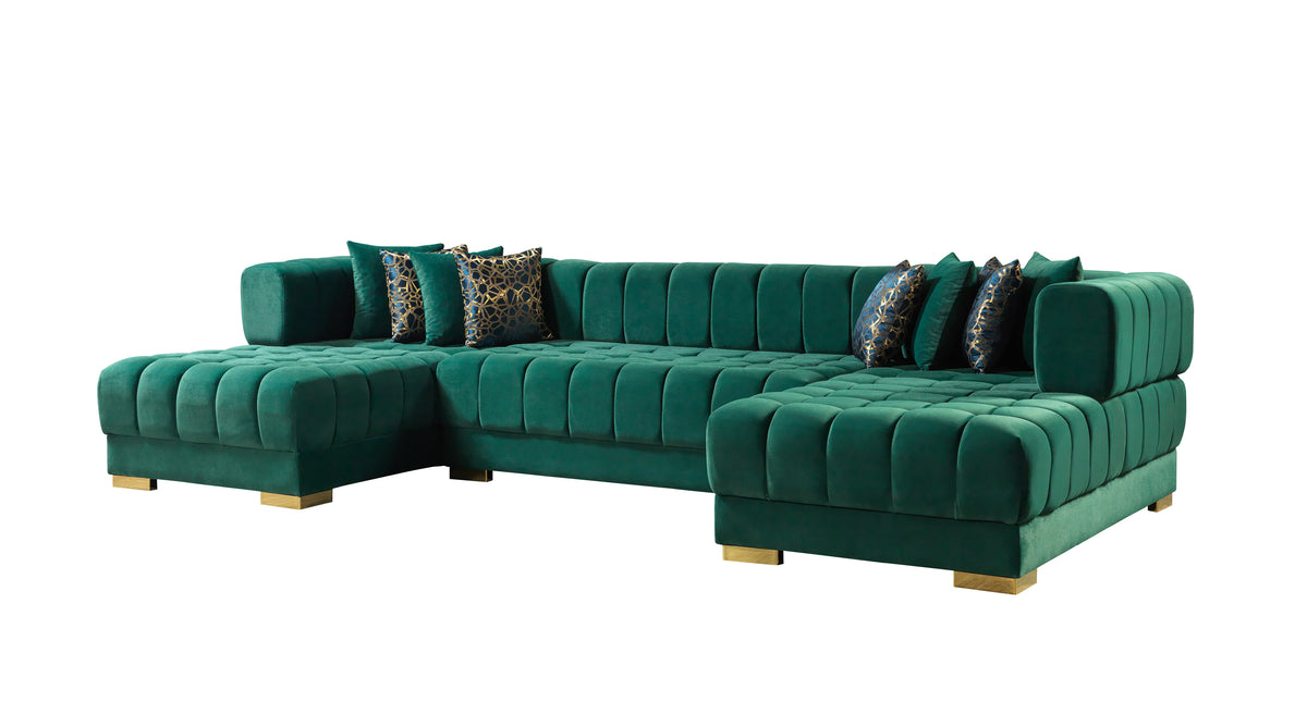 Ariana 138-Inch Velvet Double Chaise Sectional