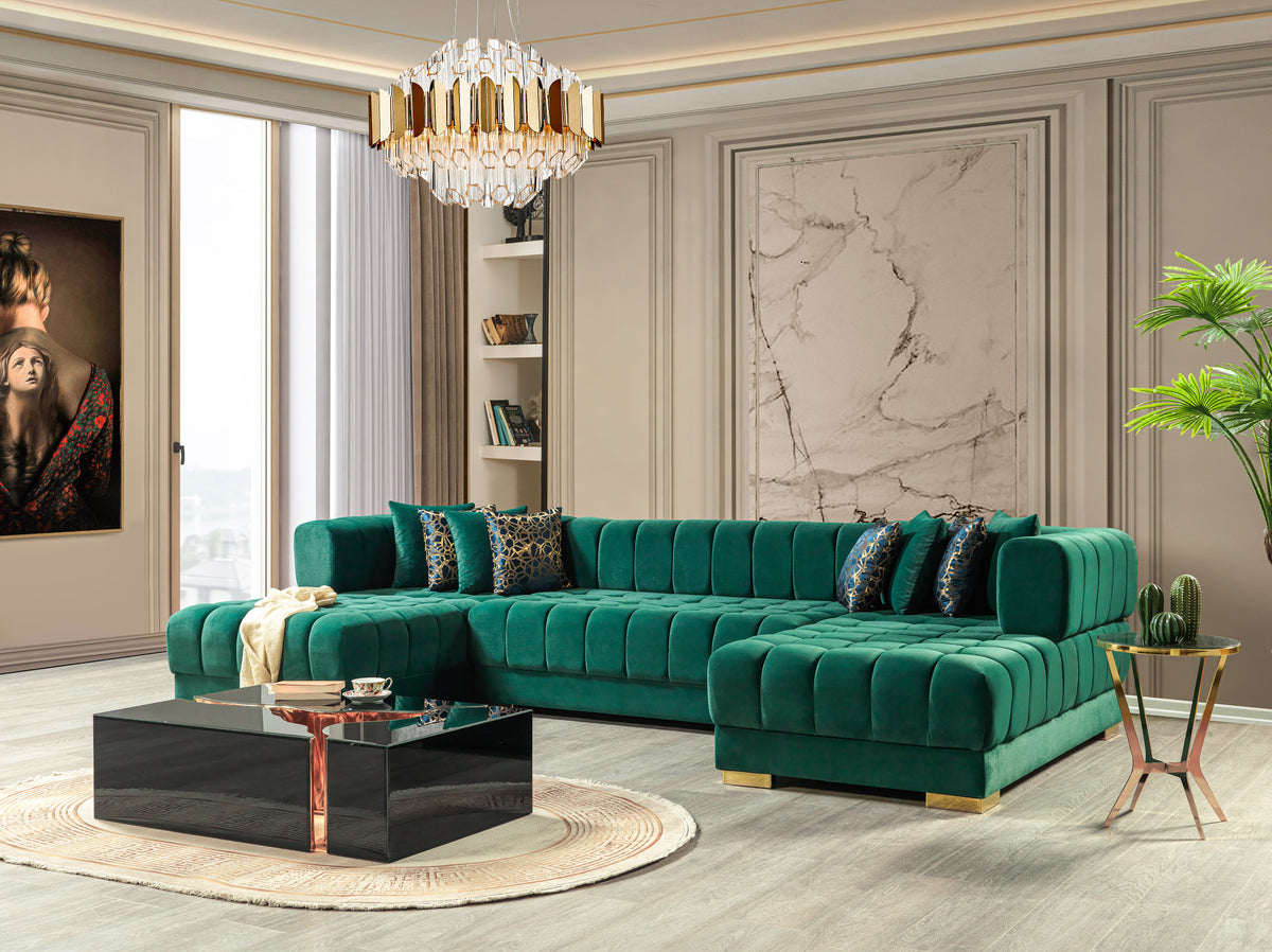 Ariana 138-Inch Velvet Double Chaise Sectional