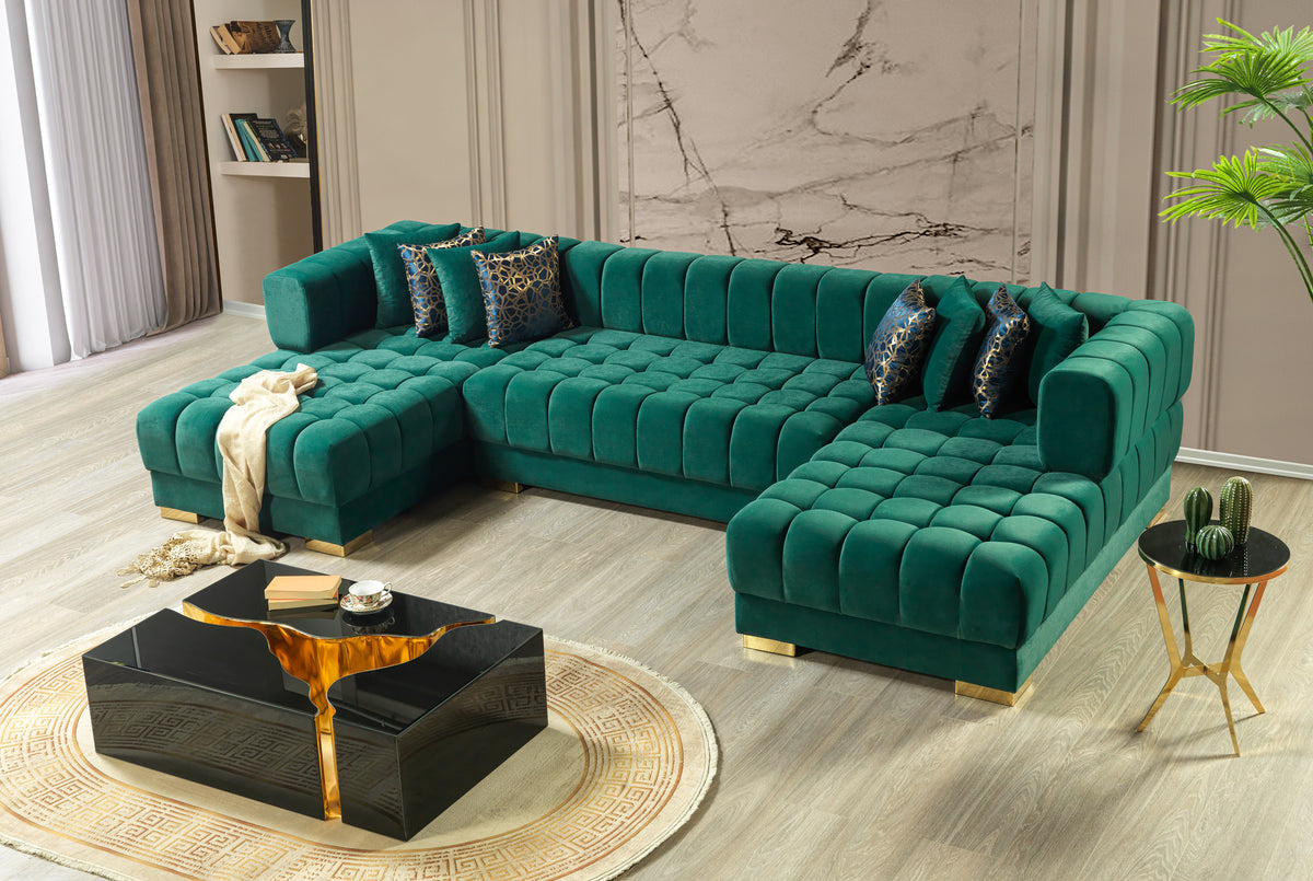 Ariana 138-Inch Velvet Double Chaise Sectional