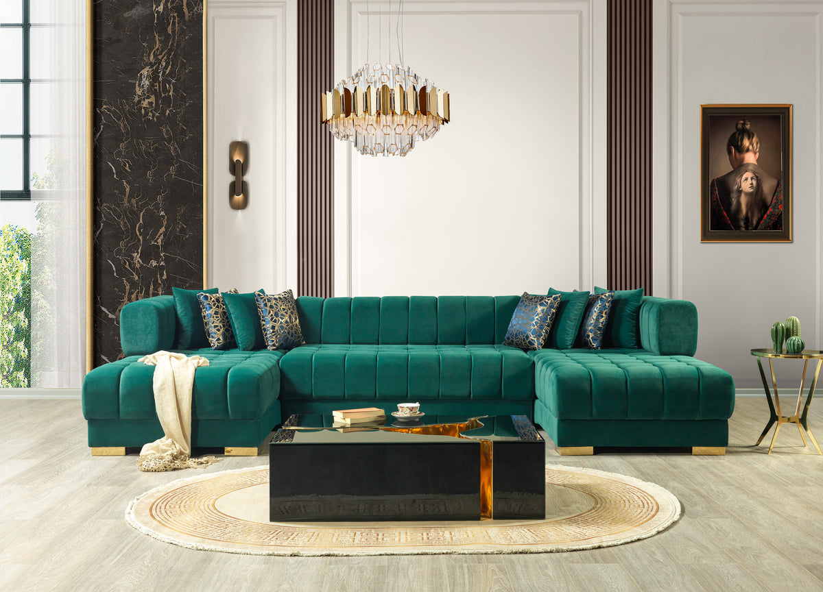 Ariana 138-Inch Velvet Double Chaise Sectional