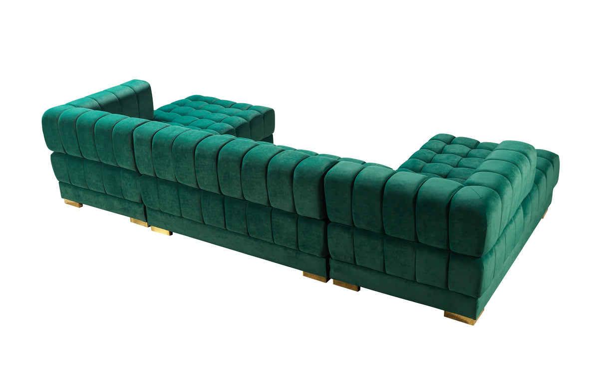 Ariana 138-Inch Velvet Double Chaise Sectional