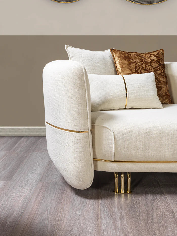 Helena Ivory Velvet Sofa, 94 in.