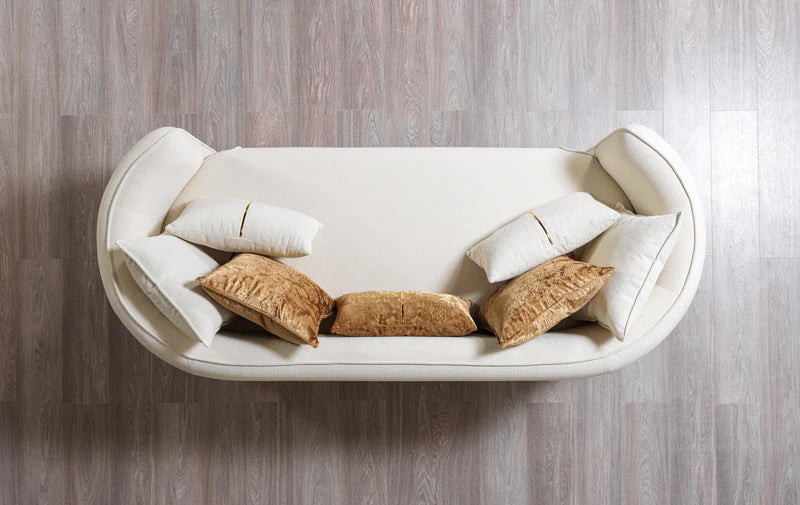 Sofá y loveseat de terciopelo marfil Helena