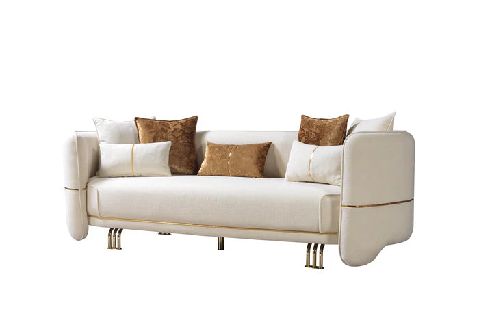 Helena Ivory Velvet Sofa, 94 in.