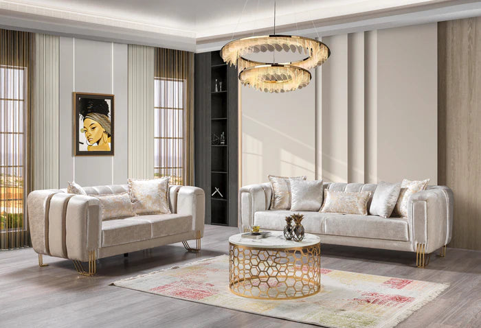 Santana Velvet Sofa and Loveseat Set, Five Colors