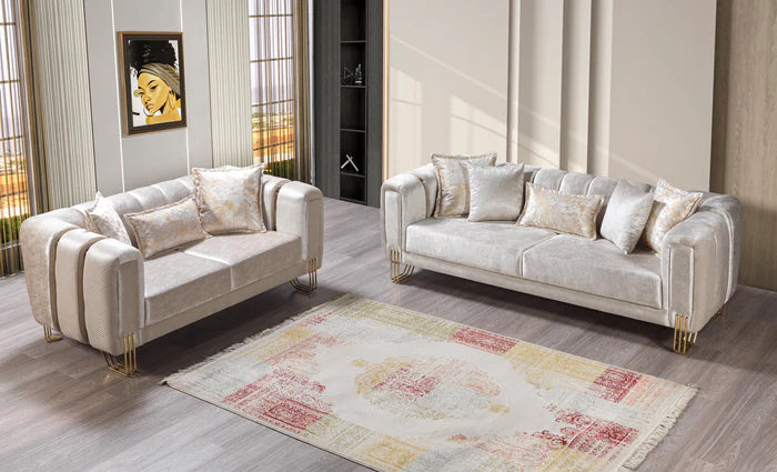 Santana Velvet Sofa and Loveseat Set, Five Colors