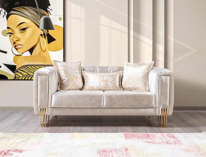 Santana Velvet Sofa and Loveseat Set, Five Colors
