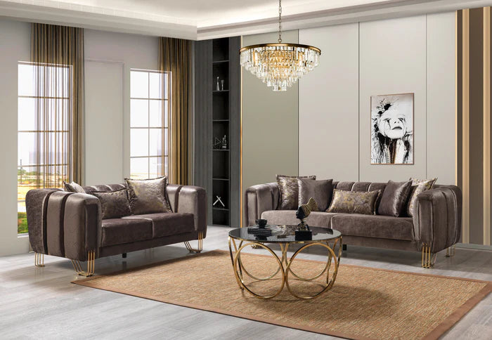 Santana Velvet Sofa and Loveseat Set, Five Colors
