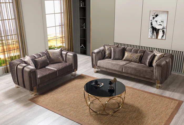 Santana Velvet Sofa and Loveseat Set, Five Colors