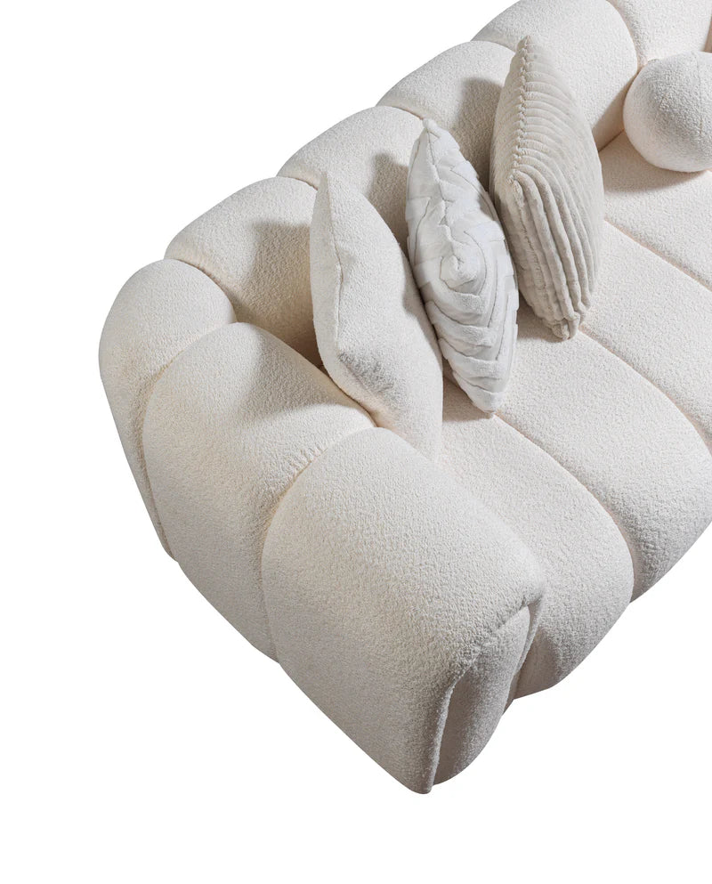 Lis 115-Inch Bouclé Chaise Sectional, Sand or Ivory