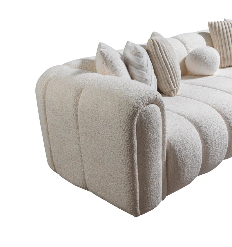 Lis 115-Inch Bouclé Chaise Sectional, Sand or Ivory