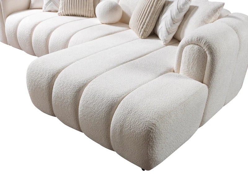 Lis 115-Inch Bouclé Chaise Sectional, Sand or Ivory