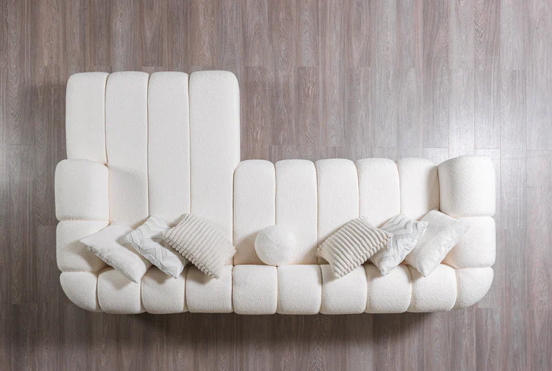 Lis 115-Inch Bouclé Chaise Sectional, Sand or Ivory