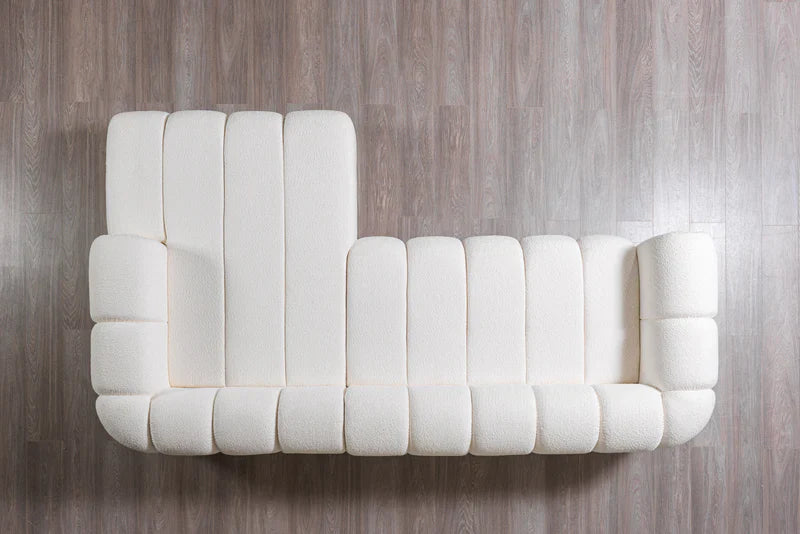 Lis 115-Inch Bouclé Chaise Sectional, Sand or Ivory