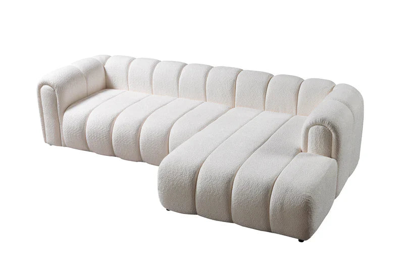 Lis 115-Inch Bouclé Chaise Sectional, Sand or Ivory