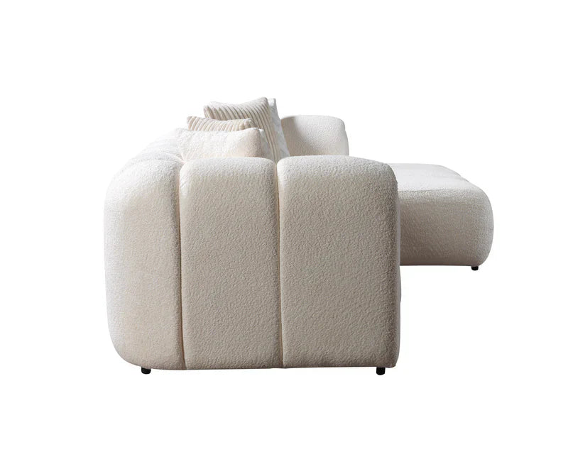 Lis 115-Inch Bouclé Chaise Sectional, Sand or Ivory