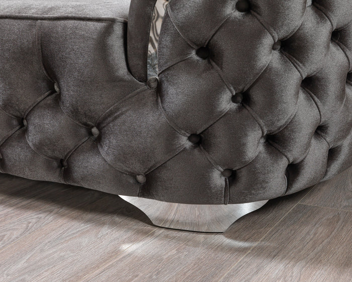 Lupino Gray Velvet Loveseat, 79 in.