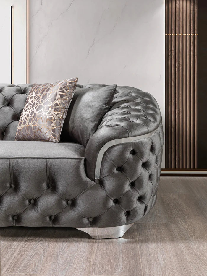 Lupino Gray Velvet Loveseat, 79 in.