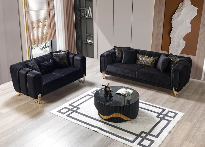 Santana Velvet Sofa and Loveseat Set, Five Colors
