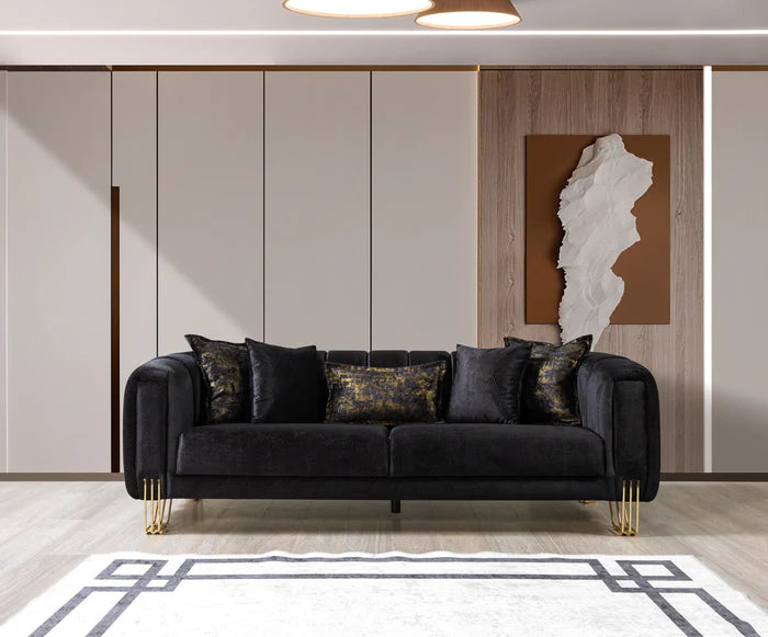 Santana Velvet Sofa and Loveseat Set, Five Colors