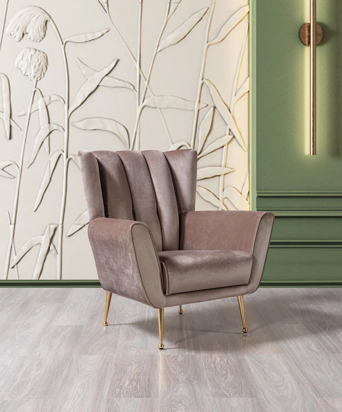 Merida Velvet Accent Chair, Coffee or Ivory