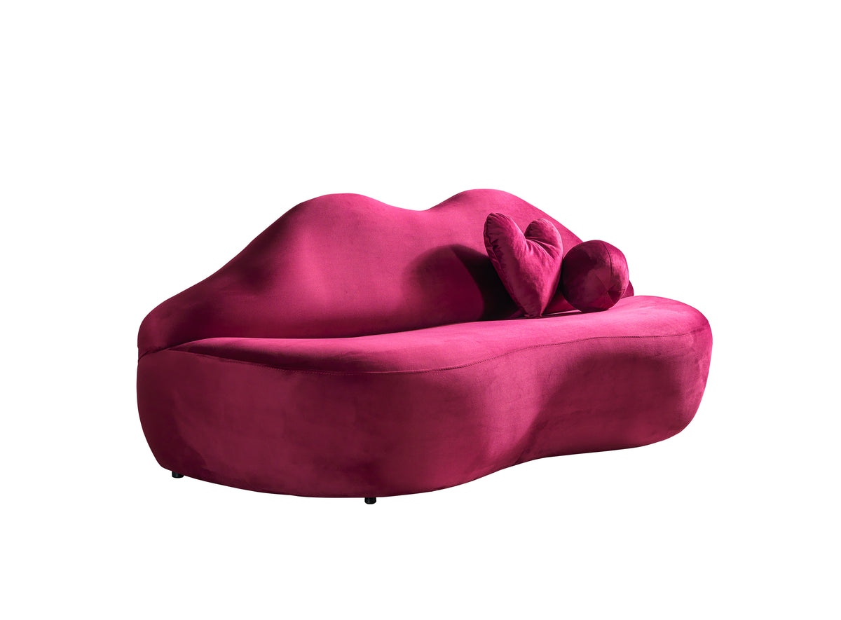 Lips Velvet Loveseat, Black, Red or Maroon