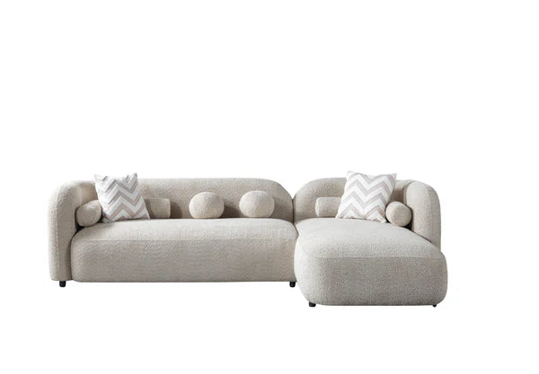 Liva 110-Inch Bouclé Chaise Sectional, Sand or Gray