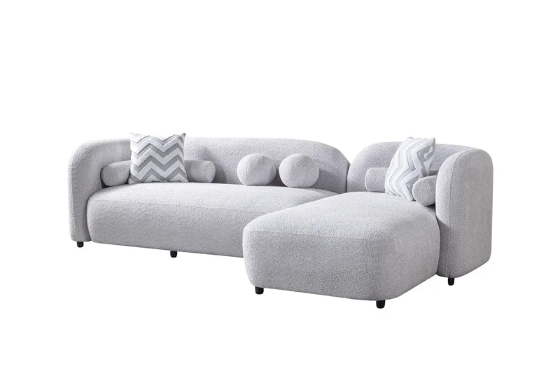 Liva 110-Inch Bouclé Chaise Sectional, Sand or Gray
