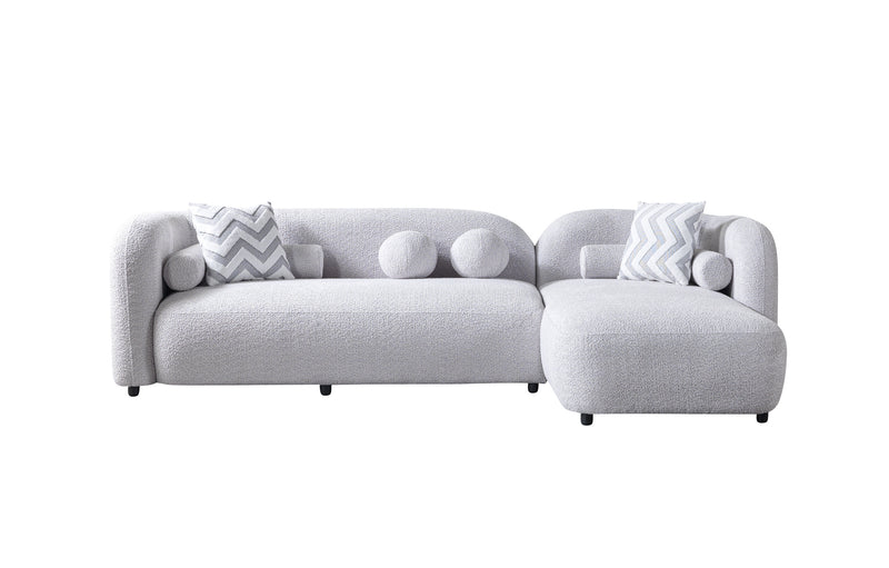 Liva 110-Inch Bouclé Chaise Sectional, Sand or Gray