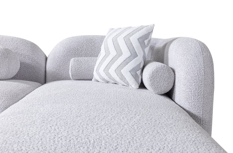 Liva 110-Inch Bouclé Chaise Sectional, Sand or Gray