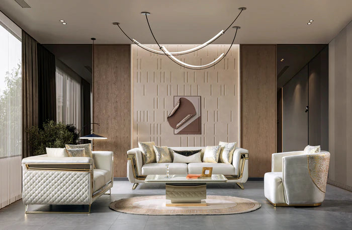 Anica Ivory Velvet Sofa and Loveseat Set