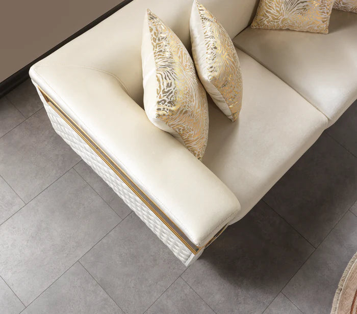 Anica Ivory Velvet Sofa and Loveseat Set