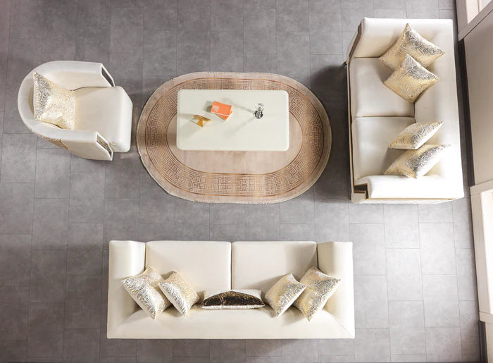 Anica Ivory Velvet Sofa and Loveseat Set