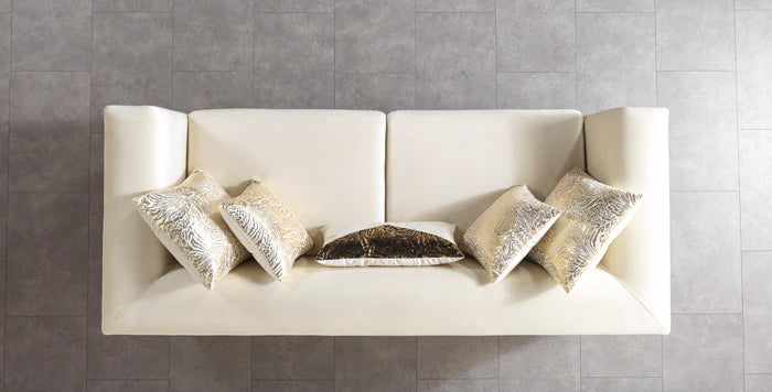 Anica Ivory Velvet Sofa and Loveseat Set