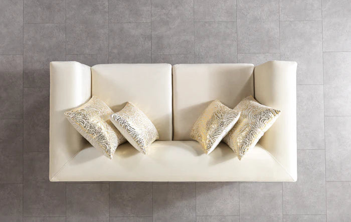 Anica Ivory Velvet Sofa and Loveseat Set