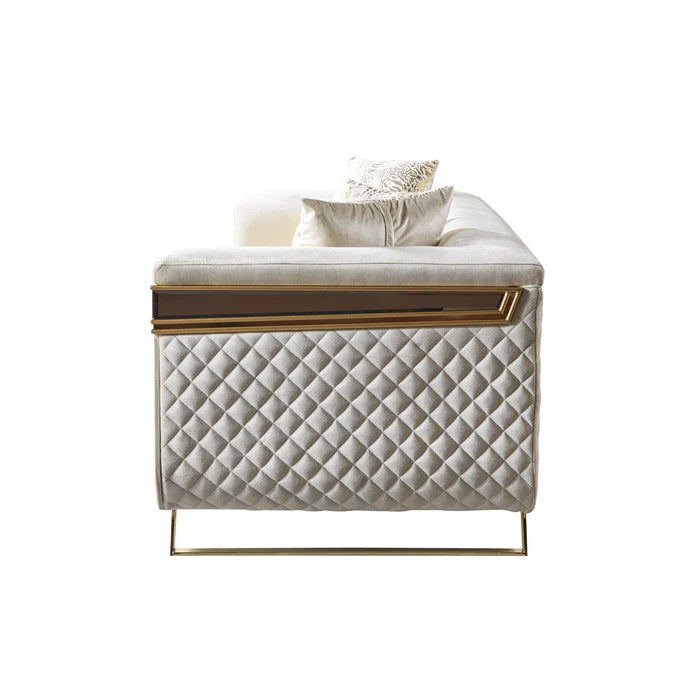 Anica Ivory Velvet Sofa and Loveseat Set