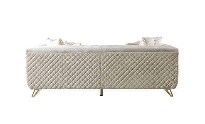 Anica Ivory Velvet Sofa and Loveseat Set
