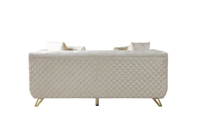 Anica Ivory Velvet Sofa and Loveseat Set