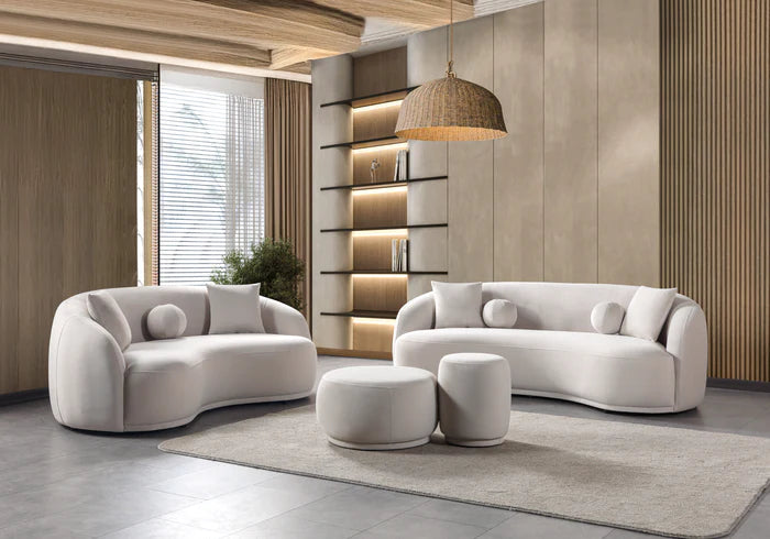 Bonita Velvet Sofa and Loveseat Set, Green or Ivory